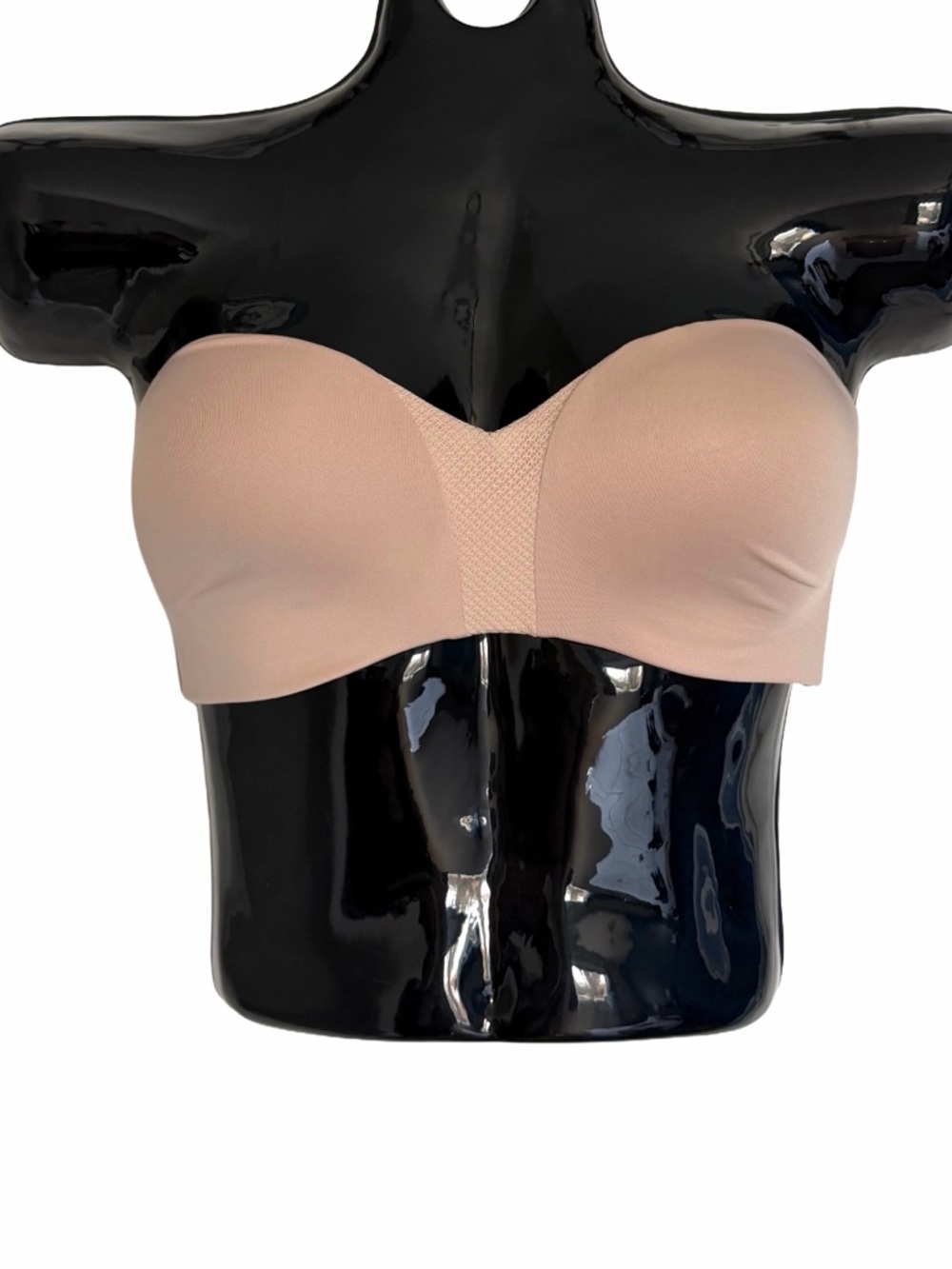 Maidenform Strapless Bra 38B Wire Free Tan Nude Satin Seamless Cup